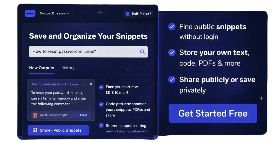 Snippet management interface